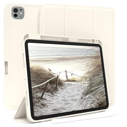 EAZY CASE - Protective Case with Pen Holder for Apple iPad Pro (2024) Case 10.9 Inch Case with Pen Holder Tablet Cover Touch Pen Smart Case Stand Flip Case Auto Sleep Wake Up Case White