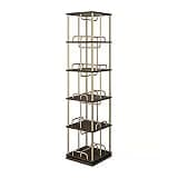 Rotatable Small Bookcase with Multi Layer Storage Rack Shelf for Home Office and Bedroom (Brown)