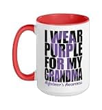 Alzheimer's Dementia Awareness Support Grandma I Wear Purple Ceramic Mug, Red/White, 15oz