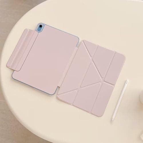 Slim Magnetic Double-Sided Clip Case for iPad Air 11"| 4-Corner Shockproof PC Transparent, Pencil Holder, Multi-Angle Foldable Stand, Auto Wake/Sleep