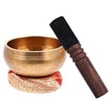 KOMBIUDA Meditation Singing Bowl Set 8cm Copper Yoga Sound Bowl with Wooden Mallet and Cushion for Mindfulness Relaxation in Bedroom or Living Room, Easy to Carry
