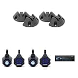 Alpine (2 Pair SPV-65RGB-CAN 6.5” Cage-Mounted Universal Weather-Resistant Coaxial RGB LED Speaker Pods w/KTE-65CAN-SM Surface Mounts & UTE-63BT Source Unit