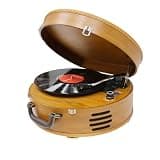 Vintage Suitcase Record Player, 3-Speed Portable Turntable with Built-in Speakers, Vinyl Records