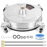 2026 New 14" Stainless Steel Pressure Washer Surface Cleaner with 4 Caster Wheels,4000 PSI,2 Extension Wands & Nozzles,Power Washer Surface Cleaner for Concrete,Driveway,Patio,1/4" Quick Connect