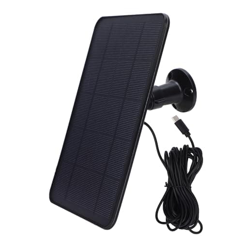 Xiuganpo Panel Charger, Monocrystalline Silicon Outdoor Solar Charger with 16.4ft Type C Cable and 360 Degree Adjustable Stand, for Home Security Camera and Low Power Electronic Devices (Black)