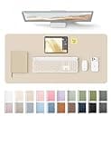 YSAGi Leather Desk Pad Protector, Large Mouse Pad, Non-Slip PU Leather Desk Blotter, Waterproof Writing Pad for Office and Home (31.5" x 15.8", Eggshell)