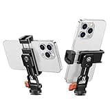 K&F CONCEPT Metal Phone Tripod Mount, Universal Smartphone Stand with 2 Cold Shoe Mount, Adjustable Cellphone Holder for Horizontal and Vertical Shooting, Compatible with iPhone/Samsung and All Phones