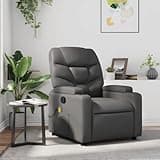 KHNLGFR Gray Faux Leather Massage Recliner Chair with 6-Point Vibration, Manual Reclining to 135°, Dual Cup Holders and Side Pocket, Supports 242.5 lbs