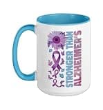 Alzheimer's Dementia Awareness Support Stronger Than Ceramic Mug, Blue/White, 15oz