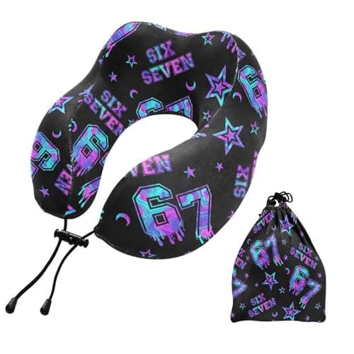 FENOCHE Fluid 67 Stars Memory Foam Travel Neck Pillow Ergonomic Neck Support Cushion Portable Plane Accessories for Airplane Car Office Sleep Rest