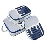 Waterproof 3 Set Packing Travel Bags 100% Polyester Closet Organizer Bag, Waffle Grid Ice Cream Dark Blue (3 Set)