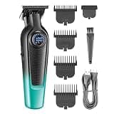 DAXXIN Hair Cutting Tool, Men's Electric Hair Clipper Gradient Metal Body Hair Trimmer LED Intelligent Digital Display Home Carving Pusher(OneColor)