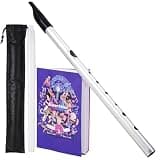 VixxNoxx Irish Tin Whistle in C Key with Music Book & Bag, 6-Hole Traditional Penny Whistle Flute for Adults & Beginners, Brass Wind Instrument for Celtic Folk Music (Sliver)