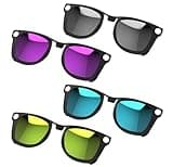 4Pcs Polarized Clip for Ray-Ban Meta Wayfarer & Gen 2 (RW4006/RW4012, M,50-22), Discoloration Clip for Meta Wayfarer Gen 2 UV Protection, Smart Glasses Polarized Lens Set, Blue+Lime Green+Purple+Black