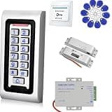 Access Control System 2000 Users IP68 Metal Keypad + NC Lock + K80 Supply + Exit Button + 10 ID Cards, Anti-Tamper, Wiegand for Home Office Garage (S601+K80+E6+XXS+10ID)