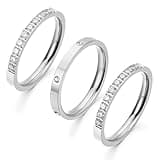 Klyxosh 3 Pack 18K Gold Plated/Silver Stacking Rings for Smart Ring, Sparkling Cubic Zirconia Oura Stack Rings for Women, Diamond-Like Shine Jewelry Gift (Smart Ring Not Included)