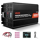 VEVOR 4000W Power Inverter, 12V DC to 120V AC Pure Sine Wave Inverter, Solar Car Charger Converter with LCD Display, Remote Control, 2 USB Ports, 4 AC Outlets, Type-C Port, for RV, Truck Outdoor