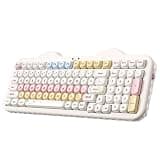 YUNZII C98 Wireless Mechanical Keyboard with Number Pad,99 Key BT5.0/2.4G/USB-C Hot Swap Gasket Mount with PBT MOA Keycaps,Custom RGB,Cute Cake Keyboard for Win/Mac (Beige, Milk V2 Linear Switch)