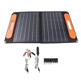 LEEZAD 60W 18V Portable Solar Panel, Folding USB Monocrystalline Solar Charger, 8 Port Charging Head Efficiency Solar Panel Kit for Outdoor RV Camping
