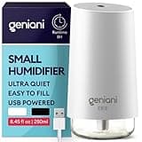 GENIANI Portable Cool Mist Humidifiers for Bedroom & Office - Ultrasonic Humidifier for Home, Baby, Small Room with Auto Shut Off, 250ML Easy to Clean Water Tank