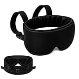 Airplane Pillow Mask with Head Strap for Long-haul Flight, Travel or Home Use Sleeping Mask, 360° Support Headrest, Prevent Bobblehead Sore Neck, Jet Black