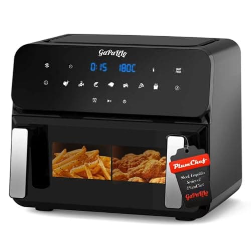 11QT Large Dual Zone Air Fryer, Double Basket Air Fryer with 2×5.5QT Baskets, Digital Full Touchscreen Easy-Panel, SyncCook Function, Cook 2 Dishes at Once for 4-6 Family,1700W, Black