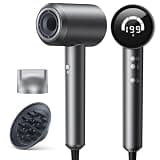 Hair Dryer with Diffuser and Concentrator, Fast Drying Ionic Blow Dryer, 6 Heat & 5 Speed Settings, Cold Shot Button, 2 Attachments for All Hair Types, Perfect for Home, Salon & Travel, Gray