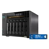 Asustor Lockerstor 6 Gen3 AS6806T with 1 x 4TB SSD (WDS400T4B0E), 6 Bay NAS, AMD Ryzen Quad-Core 2.3GHz, 16GB ECC DDR5, 4 M.2 NVMe Slots, Dual 5GbE and 10GbE, Network Attached Storage