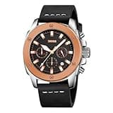 CARLIEN Men's Fashion Chronograph Watch Luminous Hands Leather Strap 30M Water Resistant (Rose Gold Black)