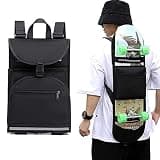 Elolicu Skateboard Backpack Bag, Foldable Carrier Travel Skateboard Bag Regular Skateboard Longboard Bag Adjustable Shoulder Straps for Electric Skateboard Universal Street Trend Girls and Boys