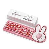 Mipow x Miffy 104-Key Wireless Keyboard and Mouse Combo, Kawaii Retro Round Keycaps, Ergonomic 15° Typing Angle Keyboard with Adjustable DPI Mouse, Large Non-Slip Desk Pad - Pink