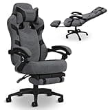 Respawn 110 Pro Ergonomic Gaming Chair with Footrest for Adults - Comfortable Office Gaming Recliner with Lumbar Support and Headrest, Racing Style Video Game Chairs for Computer Gamer - Gray Fabric