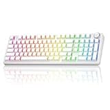 AULA F99 Pro Wireless Mechanical Keyboard-Silent Version,BT5.0/2.4GHz/USB-C Hot Swappable Custom Keyboard,Gasket Structure,Pre-lubed Linear Switches RGB Backlit Computer Gaming Keyboards,White