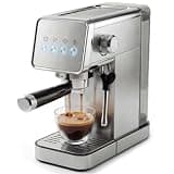 Negom Compact Espresso Machine With Milk Frother, Espresso Machine With Milk Frother And Steamer, Stainless Steel Coffee And Espresso Machine For Latte And Cappuccino With Removable Water Tank Silver