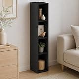 Furevol 4-Tier Bookcase, 8-in Width Storage Shelf Bookshelf, Narrow Book Shelf, 9.3 x 7.9 x 41.6, for Bedroom, Living Room, Home Office, Blackwood