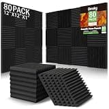 80 Pack Acoustic Foam Panels,1"X 12" X 12"Sound Proof Foam Panels,High Density Sound Absorbing Panels,Soundproof Wedges Panels for Studio Recording & Office & Home