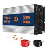 PSW CON 1500W Dual Voltage Inverter, 12V/24V Auto-Detect DC to 110V/120V AC Modified Sine Wave Inverter, 3000W Peak Power Converter with Multi-Protection for Truck RV Camping Home Backup