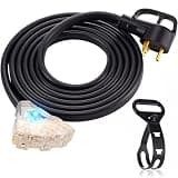 Tellegloww 10 FT Flat RV Generator Adapter Cord Compatible with NEMA TT-30P to 3X 5-20R/5-15R, 30A to 110V 15/20 A Household Outlet Adapter, 10 Gauge RV Generator Extension Cord, ETL Listed, Black