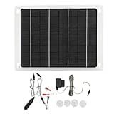 Keenso Solar Panel, 20W 12V Solar Charger Panel Battery Charger with Compact Size Thickened Frame Dual USB OBD Cable for Car RV Boat Marine Trailer