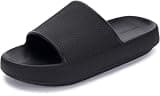 BRONAX Pillow Slippers for Women and Men | House Slides Shower Sandals | Cushioned Thick Sole 42-43 Black