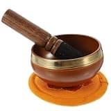 Alipis Meditation Singing Bowl Set with Copper Yoga Sound Bowl, Mallet and Cushion Included, Orange Color for Mindfulness and Relaxation during Meditation Sessions