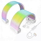TECWARE Flex RGB Cable Cover Kit | Compatible with 24-Pin Motherboard and 8-Pin/16-Pin GPU | ARGB PSU Cable Extension with 5V 3-Pin Sync | RGB Lighting Kit for PC Cables | White