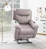 GOWE Chriki Light Gray Polished Microfiber Power Recliner w/Lift & Heating & Massage