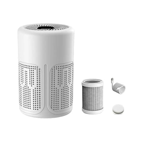 Desktop Air Purifier with Multiple Filtration, Negative Ion Technology, Formaldehyde Removal, Smoke and Odor Eliminator for Home and Office (White)