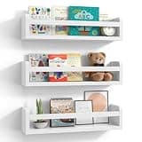 Lizgaho Floating Wall Nursery Book Shelves for Bedrooms Kids 16.5 Inch White Wooden Baby Book Shelf for Kids Rooms Set of 3 Nursery Shelves for Wall Mounted Toddler Bookshelf for Kids Wall