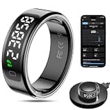 MagLoop Smart Ring Health Tracker for Men/Women with LED Dispay Screen,Fitness Ring Sleep Tracker,Fast Charging,for Pedometer Exercise,Monitor Sleep,Heart Rate, Stress,Waterproof (Black,9)