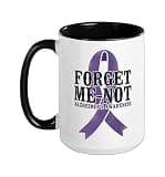 Alzheimer's Dementia Awareness Support Vintage Forget-Me-Not Ceramic Mug, Black/White, 15oz