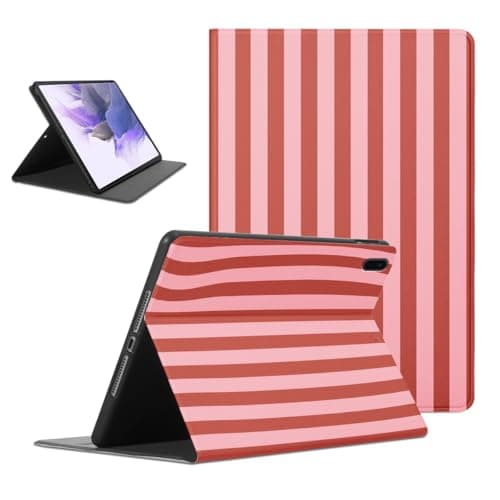 Mrtponk Aesthetic Cute Pink Striped Tablet Case for Samsung Galaxy Tab S6 Lite 10.4 Inch, Trendy Stripe Chic Pretty Geometric Vertical Line Soft TPU Protective PU Flip Holder Cover for Girl Boy