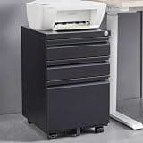 KJUUJE 3 Drawer Mobile Metal File Cabinet, Filling Cabinets with Lock, Office Storage File Cabinet with Wheels Under Desk