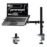 WALI Laptop Desk Mount for 17 inch Notebook, Adjustable Single Monitor Arm with Laptop Holder for 32 inch Screen, Laptops Stand with Ventilated Tray, Up to 22 lbs, (M00LP), Black